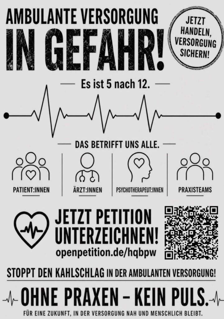 Praxen bedroht. Patienten in Not.